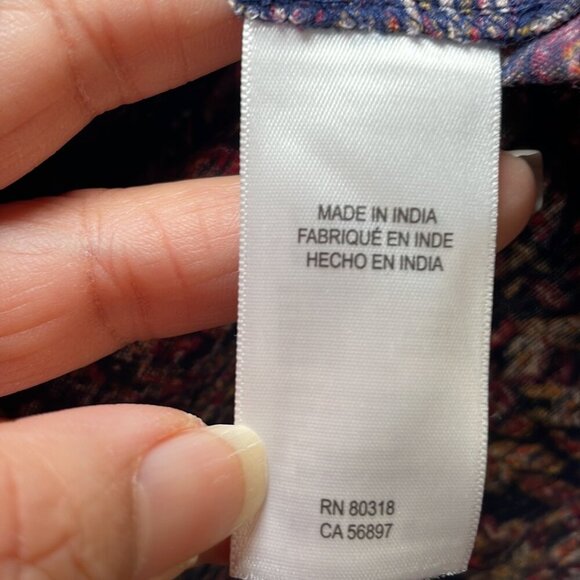 Lucky Brand Navy with pink and beige floral print Top sz 3X - Picture 4 of 5